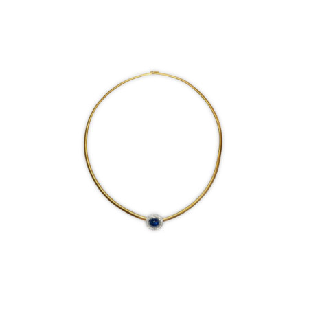 Gargantilla Oro Amarillo-Blanco, Zafiro Y Diamantes. Género: Mujer. Material: Oro amarillo,Oro blanco. Piedras: Diamantes,Zafiros