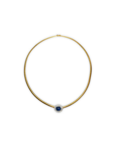 Gargantilla Oro Amarillo-Blanco, Zafiro Y Diamantes