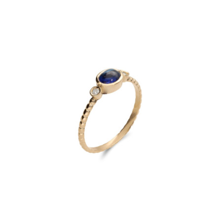 Anillo Oro Amarillo, Zafiro Y Diamantes. Género: Mujer. Material: Oro amarillo. Piedras: Diamantes,Zafiros