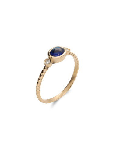 Anillo Oro Amarillo, Zafiro Y Diamantes
