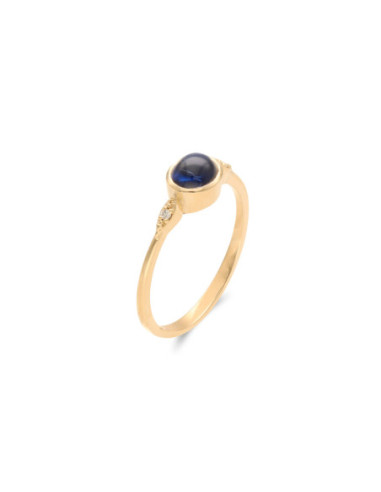 Anillo Oro Amarillo, Zafiro Y Diamantes