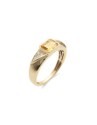 Anillo Oro Amarillo, Citrino Y Diamantes