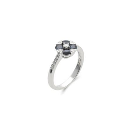 Anillo Oro Blanco, Zafiros Y Diamantes. Género: Mujer. Material: Oro blanco. Piedras: Diamantes,Zafiros
