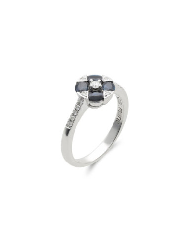 Anillo Oro Blanco, Zafiros Y Diamantes