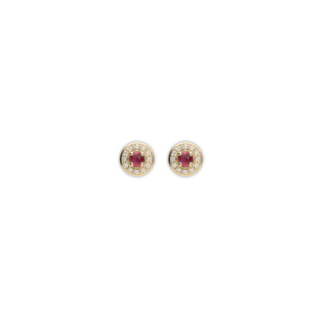 Pendientes Oro Amarillo, Rubí Y Diamantes. Género: Mujer. Material: Oro amarillo. Piedras: Diamantes,Rubies