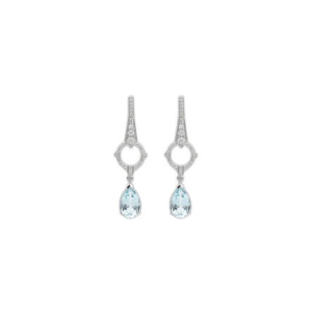 Pendientes Oro Blanco, Aguamarina Y Diamantes. Género: Mujer. Material: Oro blanco. Piedras: Diamantes,Aguamarinas