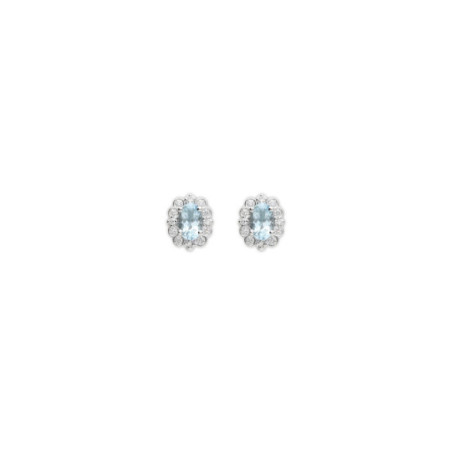 Pendientes Oro Blanco, Aguamarina Y Diamantes. Género: Mujer. Material: Oro blanco. Piedras: Diamantes,Aguamarinas