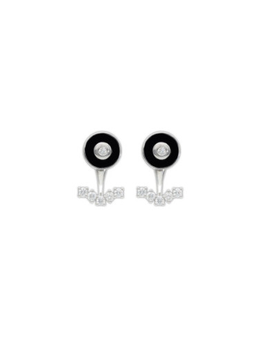 Pendientes Oro Blanco, Diamantes Y Ónix