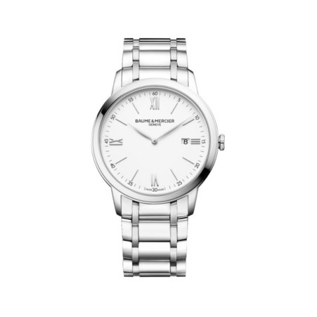 Reloj Baume Et Mercier Classima M0A10526. Género: Hombre. Material: Acero. Tamaño: De 39mm a 42mm. Correa: Acero. Color esfera: Blanco. Estilo: Clásico. Movimiento: Cuarzo. Características técnicas: Calendario,Solo hora