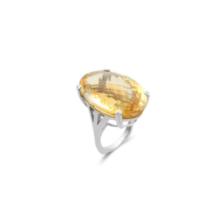 Anillo Oro Blanco Y Citrino. Género: Mujer. Material: Oro blanco. Piedras: Citrino