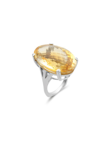Anillo Oro Blanco Y Citrino