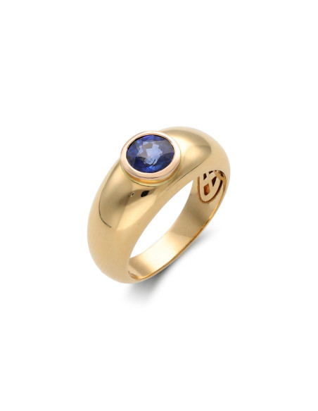 Anillo Oro Amarillo Y Zafiro