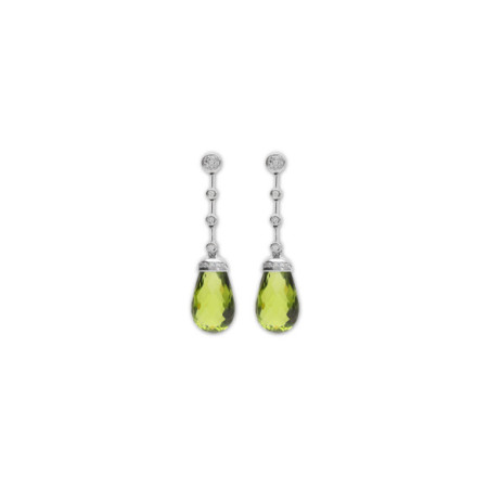 Pendientes Oro Blanco, Peridoto Y Diamantes. Género: Mujer. Material: Oro blanco. Piedras: Peridoto,Diamantes