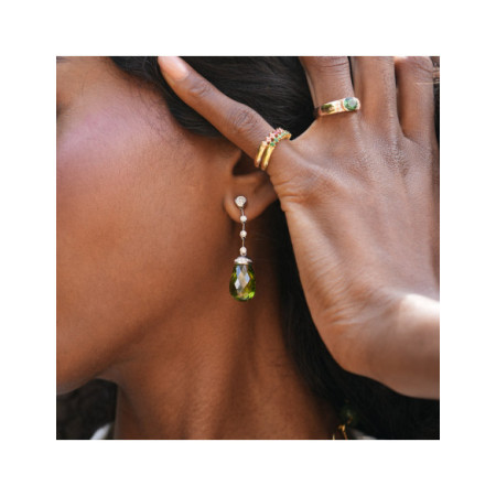 Pendientes Oro Blanco, Peridoto Y Diamantes. Género: Mujer. Material: Oro blanco. Piedras: Peridoto,Diamantes