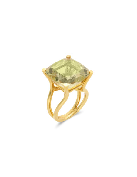 Anillo Oro Amarillo Y Cuarzo Lemon