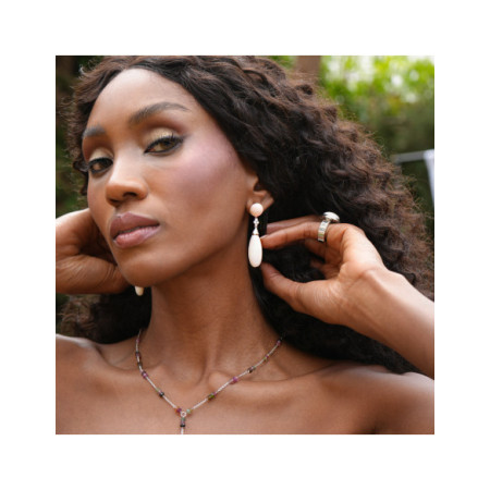 Pendientes Oro Blanco, Diamantes Y Coral. Género: Mujer. Material: Oro blanco. Piedras: Diamantes,Coral