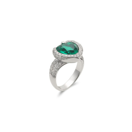 Anillo Oro Blanco, Esmeralda Y Diamantes. Género: Mujer. Material: Oro blanco. Piedras: Diamantes,Esmeraldas