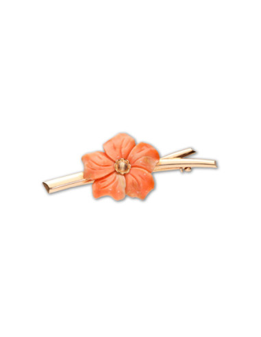 Broche Oro Amarillo Y Coral