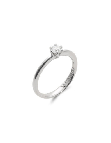 Anillo-Solitario Oro Blanco Y Diamante