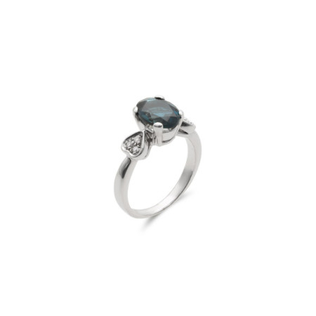 Anillo Oro Blanco, Topacio Y Diamantes. Género: Mujer. Material: Oro blanco. Piedras: Diamantes,Topacio azul
