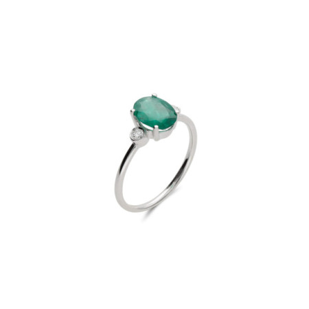 Anillo Oro Blanco, Esmeralda Y Diamantes. Género: Mujer. Material: Oro blanco. Piedras: Diamantes,Esmeraldas