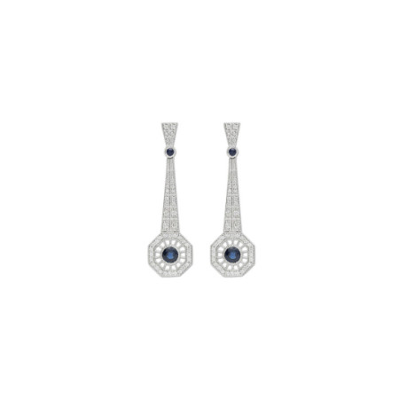 Pendientes Oro Blanco, Zafiros Y Diamantes. Género: Mujer. Material: Oro blanco. Piedras: Diamantes,Zafiros