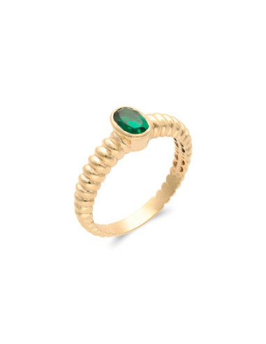 Anillo Oro Amarillo Y Esmeralda
