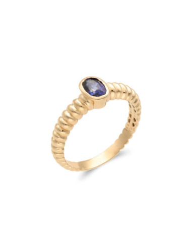 Anillo Oro Amarillo Y Zafiro