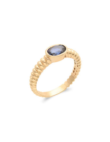 Anillo Oro Amarillo Y Zafiro