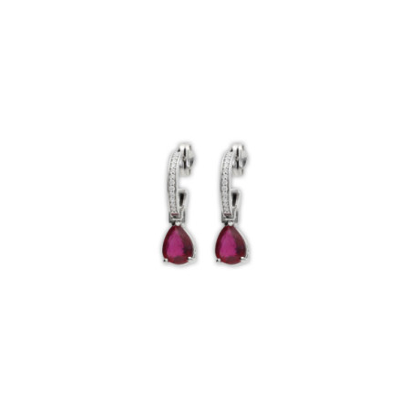 Argollas Oro Blanco, Rubí Y Diamantes. Género: Mujer. Material: Oro blanco. Piedras: Diamantes,Rubies