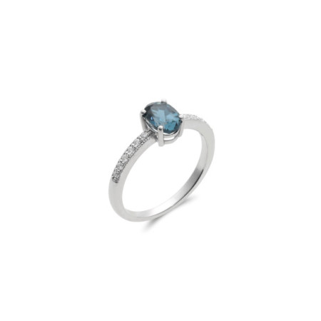 Anillo Oro Blanco, Topacio Y Diamantes. Género: Mujer. Material: Oro blanco. Piedras: Diamantes,Topacio azul