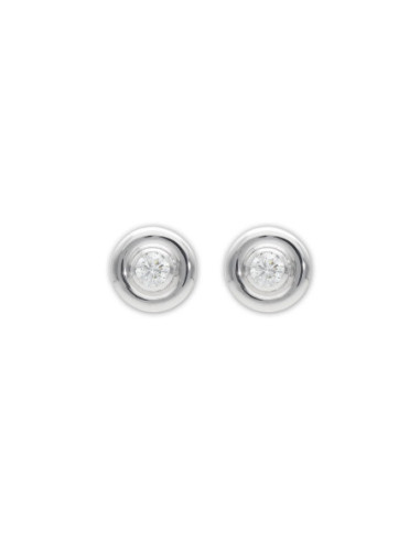 Pendientes Oro Blanco Con Diamante