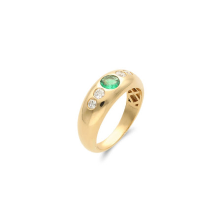 Anillo Oro Amarillo, Esmeralda Y Diamantes. Género: Mujer. Material: Oro amarillo. Piedras: Diamantes,Esmeraldas