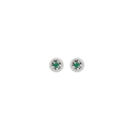 Pendientes Oro Blanco, Esmeralda Y Diamantes. Género: Mujer. Material: Oro blanco. Piedras: Diamantes,Esmeraldas