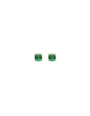 Pendientes Oro Amarillo Y Piedra Verde