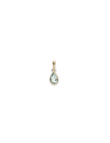 Colgante Oro Amarillo, Aguamarina Y Diamante