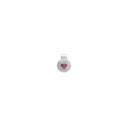 Colgante Oro Blanco, Rubí Y Diamantes. Género: Mujer. Material: Oro blanco. Piedras: Diamantes,Rubies