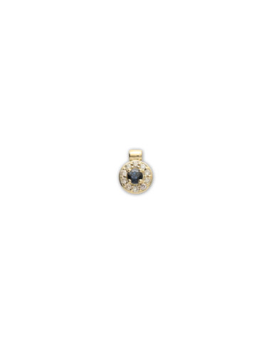 Colgante Oro Amarillo, Zafiro Y Diamantes