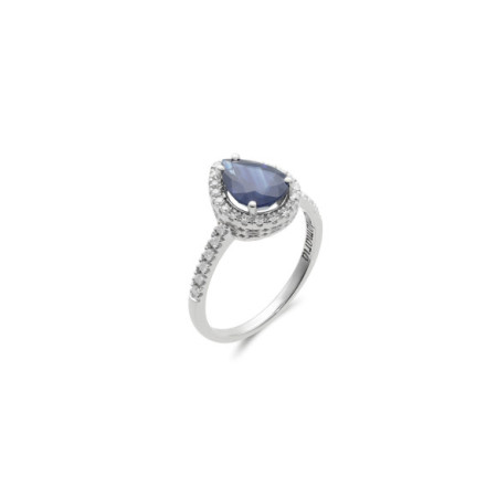 Anillo Oro Blanco, Zafiro Y Diamantes. Género: Mujer. Material: Oro blanco. Piedras: Diamantes,Zafiros