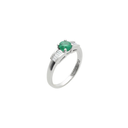 Anillo Oro Blanco, Esmeralda Y Diamantes. Género: Mujer. Material: Oro blanco. Piedras: Diamantes,Esmeraldas