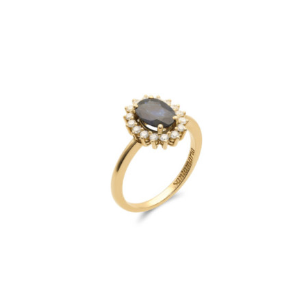 Anillo Oro Amarillo, Zafiro Y Diamantes. Género: Mujer. Material: Oro amarillo. Piedras: Diamantes,Zafiros