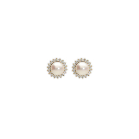 Pendientes Oro Amarillo, Diamantes Y Perla. Género: Mujer. Material: Oro amarillo. Piedras: Diamantes,Perlas