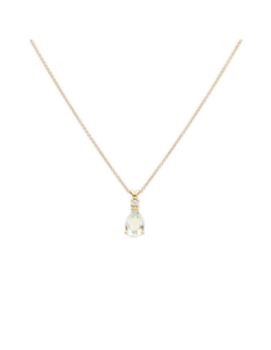 Gargantilla Oro Amarillo, Diamante Y Aguamarina
