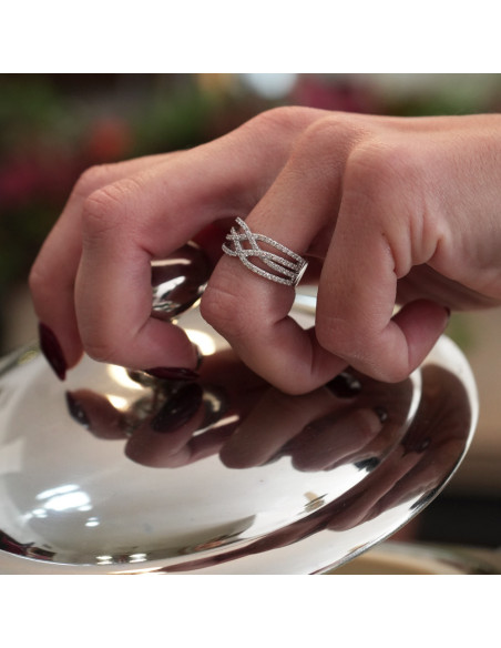 Anillo Oro Blanco Y Diamantes