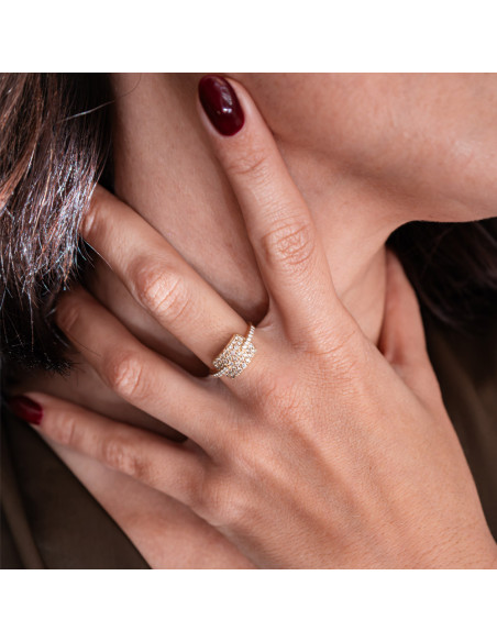 Anillo Oro Amarillo Y Diamantes