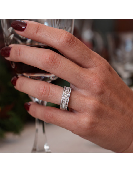 Anillo Oro Blanco Y Diamantes