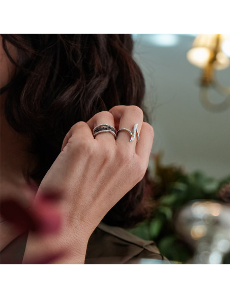 Anillo Oro Blanco Y Diamantes