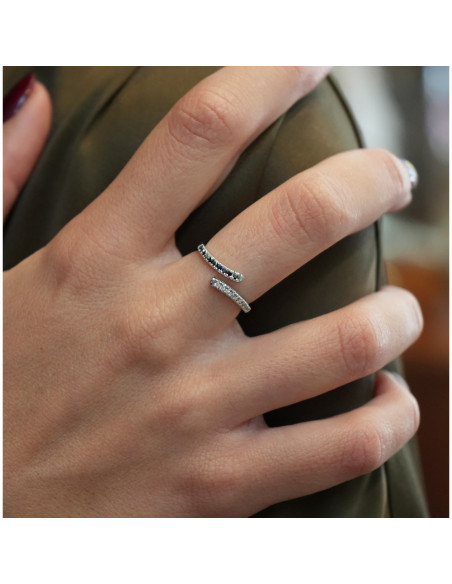 Anillo Oro Blanco Y Diamantes