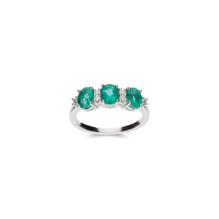 Anillo Oro Blanco, Esmeraldas Y Diamantes. Género: Mujer. Material: Oro blanco. Piedras: Diamantes,Esmeraldas