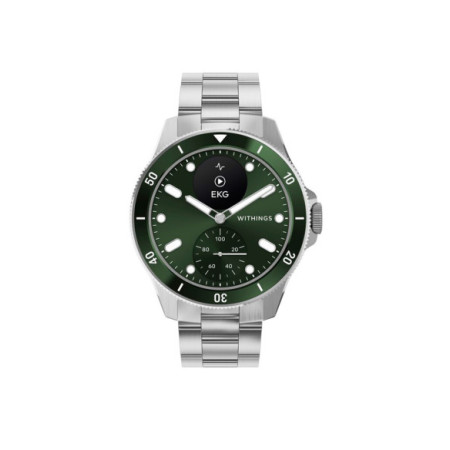 Reloj Withings ScanWatch Nova Verde. Género: Hombre. Material: Acero. Tamaño: De 39mm a 42mm. Correa: Acero. Color esfera: Verde. Estilo: Deportivo. Movimiento: Cuarzo. Características técnicas: Multifunción